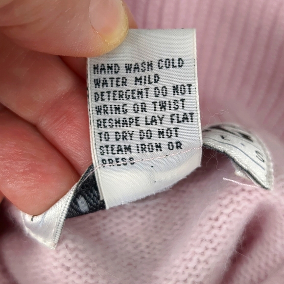 VTG Knitting Needles Lambswool Angora Pink Turtleneck Sweater L New With Tags - Picture 7 of 9